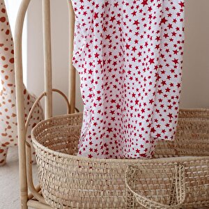 %100 Pamuk 100x110 Müslin Battaniye Kırmızı Yıldız %100 Pamuk 100x110 Müslin Battaniye Kırmızı Yıldız