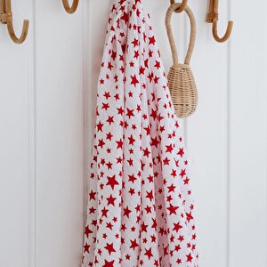 %100 Pamuk 100x110 Müslin Battaniye Kırmızı Yıldız %100 Pamuk 100x110 Müslin Battaniye Kırmızı Yıldız