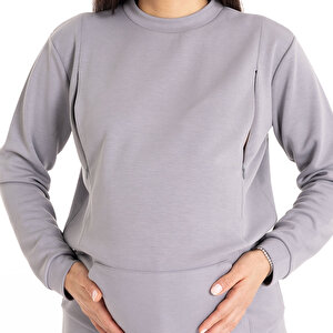 Emzirme Özellikli Hamile Sweatshirt Anne Giyim