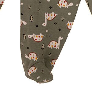 Erkek Bebek Yenidoğan 5'li Askı Hastane Çıkışı Çıtçıtlı Zarf Yaka Uzun Kol Yeşil