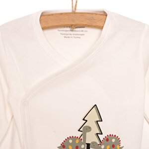 Erkek Bebek Yenidoğan 5'li Askı Hastane Çıkışı Çıtçıtlı Zarf Yaka Uzun Kol Yeşil