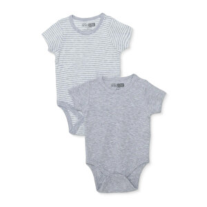 HelloBaby, 2li Kısa Kol, Gri, 3 - 6 Ay