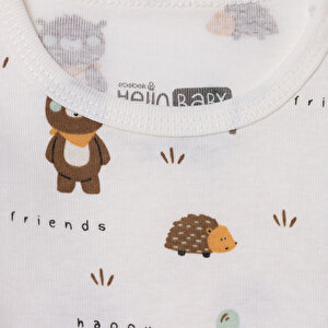 Erkek Bebek 2li Uzun Kol Body Çıtçıtlı Yaka Ribana Paça Uzun Kol