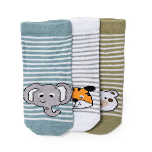 HelloBaby 3lü Soke, Mavi Baskılı, 0-6 Ay