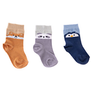 HelloBaby 3lü Soket Çorap, Mavi, 0-6 Ay