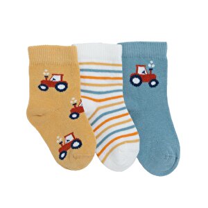 HelloBaby 3lü Soket Çorap, Mavi, 0-6 Ay HelloBaby 3lü Soket Çorap, Mavi, 0-6 Ay