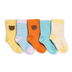 HelloBaby 5'li Soket Çorap, Mavi, 0-6 Ay