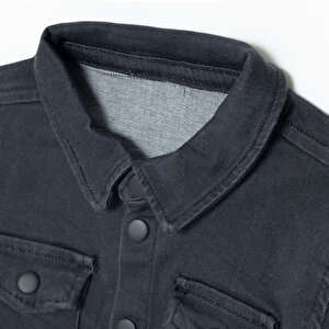 Erkek Bebek Cool Boy Gömlek Denim Modelli Yaka Uzun Kol