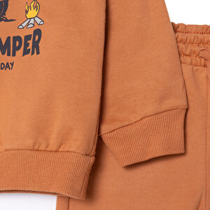 Erkek Bebek Eşofman Takım Bisiklet Yaka Uzun Kol Ribanalı