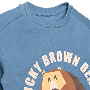 Erkek Bebek Eşofman Takımı Bisiklet Yaka Uzun Kol Ribanalı Paça