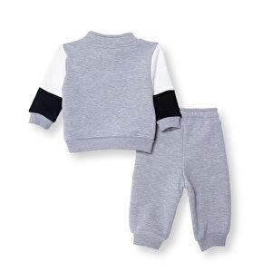 Erkek Bebek Eşofman Takımı Fermuarlı Bisiklet Yaka Uzun Kol Ribanalı Paça