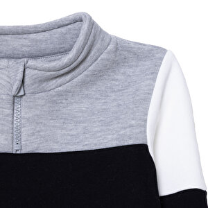 Erkek Bebek Eşofman Takımı Fermuarlı Bisiklet Yaka Uzun Kol Ribanalı Paça