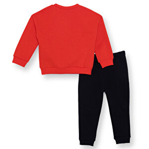 Erkek Bebek Eşofman Takımı Şardonlu Bisiklet Yaka Uzun Kol Ribanalı Paça