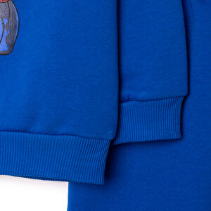 Erkek Bebek Eşofman Takımı Şardonlu Üç İplik Bisiklet Yaka Uzun Kol Lastikli Paça