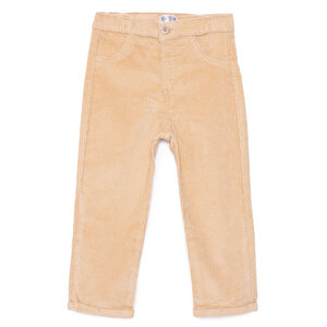 Erkek Bebek Hello Cute Bear Pantolon Kadife Ribanalı Paça