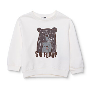 Erkek Bebek Hello Cute Bear Sweatshirt Şardonlu Üç İplik Bisiklet Yaka Uzun Kol Erkek Bebek Hello Cute Bear Sweatshirt Şardonlu Üç İplik Bisiklet Yaka Uzun Kol