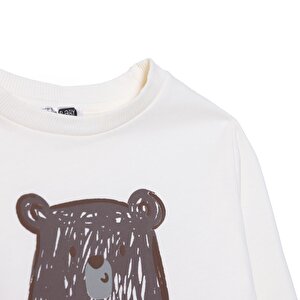 Erkek Bebek Hello Cute Bear Sweatshirt Şardonlu Üç İplik Bisiklet Yaka Uzun Kol Erkek Bebek Hello Cute Bear Sweatshirt Şardonlu Üç İplik Bisiklet Yaka Uzun Kol