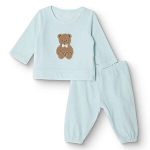 HelloBaby Kadife Pijama, Mavi, 3 - 6 Ay