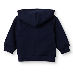 Erkek Bebek Kapüşonlu Hırka Fermuarlı Uzun Kol