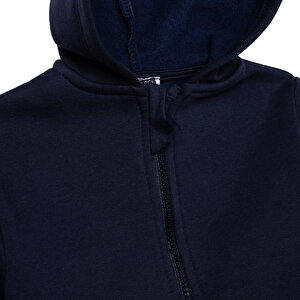 Erkek Bebek Kapüşonlu Hırka Fermuarlı Uzun Kol