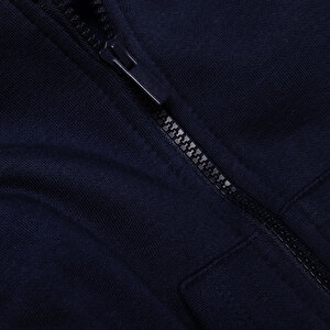 Erkek Bebek Kapüşonlu Hırka Fermuarlı Uzun Kol