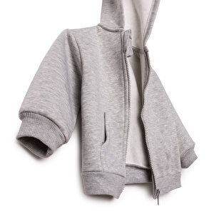 Erkek Bebek Kapüşonlu Hırka Kapüşonlu Yaka Uzun Kol