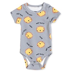 HelloBaby Kısa Kol Body, Gri, 1 - 3 Ay
