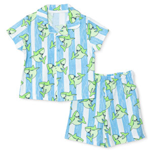 HelloBaby Kısa Kol Pijam, Mavi, 3 - 6 Ay