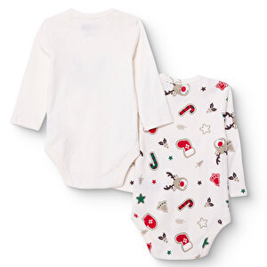 Erkek Bebek New Year 2li Uzun Kol Body Zarf Yaka Uzun Kol Ribana Paça