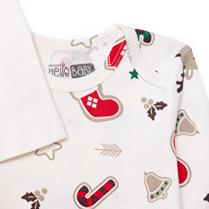 Erkek Bebek New Year 2li Uzun Kol Body Zarf Yaka Uzun Kol Ribana Paça