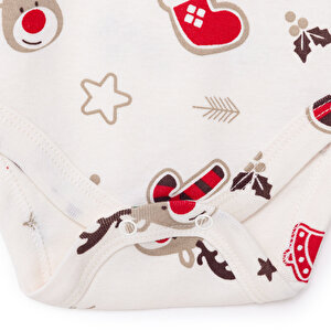 Erkek Bebek New Year 2li Uzun Kol Body Zarf Yaka Uzun Kol Ribana Paça