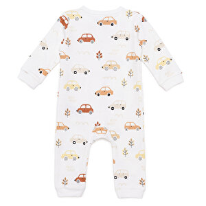 Erkek Bebek Patiksiz Tulum Fermuarlı Bisiklet Yaka Uzun Kol Ribanalı Paça