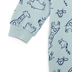 Erkek Bebek Patiksiz Tulum İnterlok Bisiklet Yaka Uzun Kol Ribanalı Paça