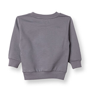 Erkek Bebek Roket Baskılı Sweatshirt Bisiklet Yaka Uzun Kol