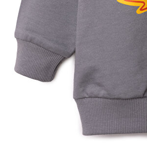 Erkek Bebek Roket Baskılı Sweatshirt Bisiklet Yaka Uzun Kol