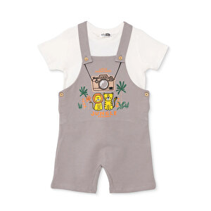 HelloBaby, Şort Salopet, Gri, 3 - 6 Ay