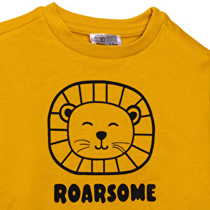 Erkek Bebek Sweatshirt Şardonlu İki İplik Bisiklet Yaka Uzun Kol