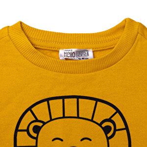 Erkek Bebek Sweatshirt Şardonlu İki İplik Bisiklet Yaka Uzun Kol