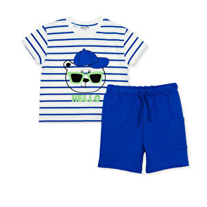 HelloBaby Tshirt, Mavi Baskılı, 6 - 9 Ay