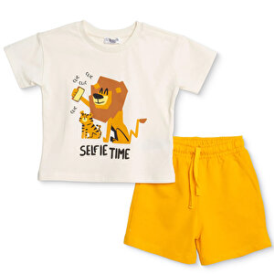 HelloBaby Tshirt-Şort, Ekru, 6 - 9 Ay