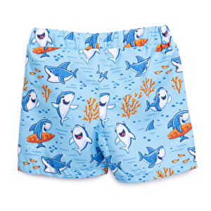 Erkek Bebek UV Koruma Şort Mayo Köpekbalığı Desen İpli Micro Kumaş