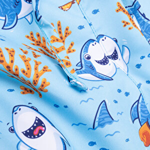 Erkek Bebek UV Koruma Şort Mayo Köpekbalığı Desen İpli Micro Kumaş