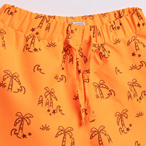 Erkek Bebek UV Koruma Şort Mayo Palmiye Desen İpli Micro Kumaş Erkek Bebek UV Koruma Şort Mayo Palmiye Desen İpli Micro Kumaş