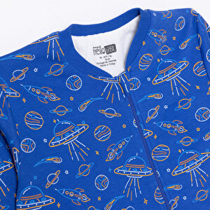 Erkek Bebek Uyku Tulumu 1 Tog Fermuarlı Bisiklet Yaka Uzun Kol