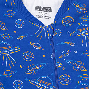 Erkek Bebek Uyku Tulumu 1 Tog Fermuarlı Bisiklet Yaka Uzun Kol