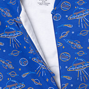 Erkek Bebek Uyku Tulumu 1 Tog Fermuarlı Bisiklet Yaka Uzun Kol