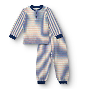 Erkek Bebek Uzun Kol Pijama Takımı Kadife Bisiklet Yaka Uzun Kol Ribanalı Paça