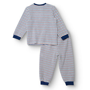 Erkek Bebek Uzun Kol Pijama Takımı Kadife Bisiklet Yaka Uzun Kol Ribanalı Paça