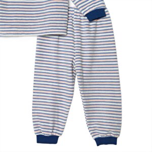 Erkek Bebek Uzun Kol Pijama Takımı Kadife Bisiklet Yaka Uzun Kol Ribanalı Paça