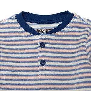 Erkek Bebek Uzun Kol Pijama Takımı Kadife Bisiklet Yaka Uzun Kol Ribanalı Paça